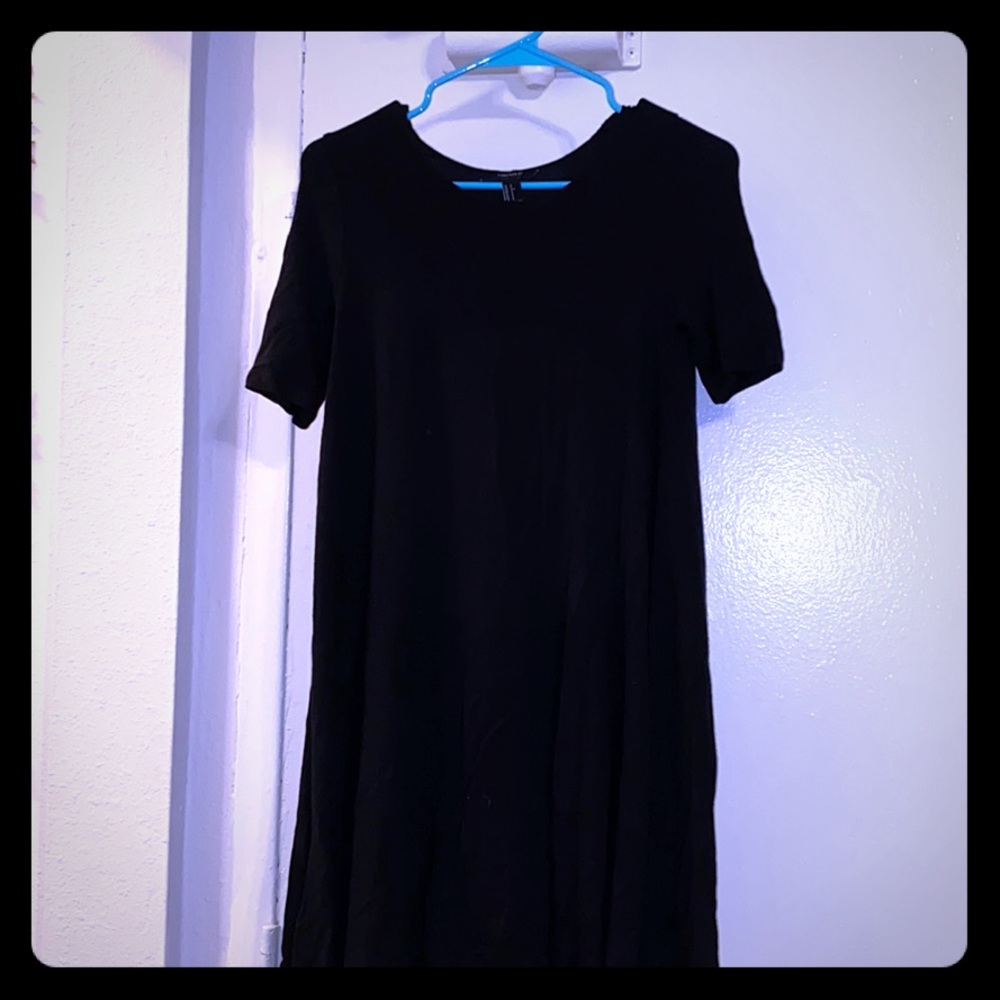 Plain All Black Mini Swing Dress